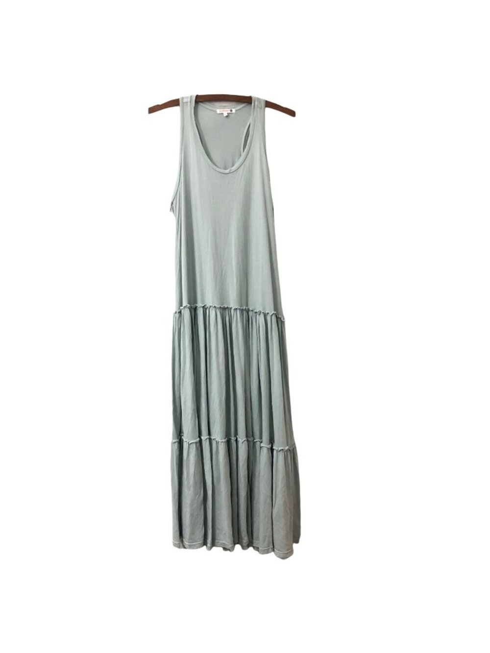 Anthropologie Sundry Blue Tiered Sleeveless Tank Maxi Jersey Dress Boho Size 1